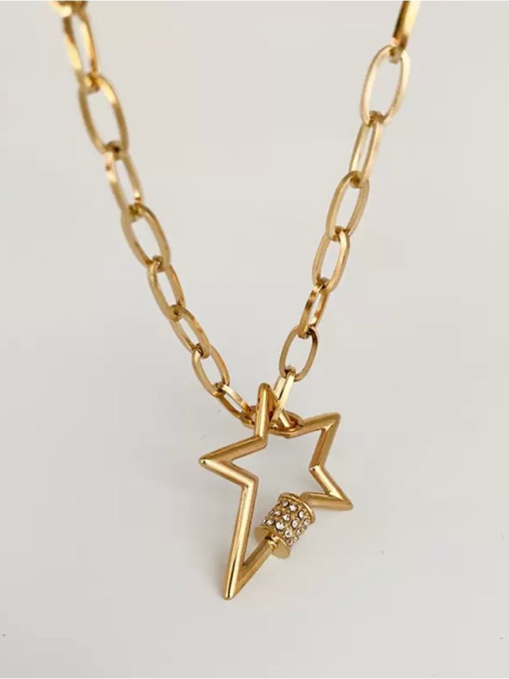 CANVAS Jewelry Brushed Gold Star Carabiner Necklace, NWT, Boutique
